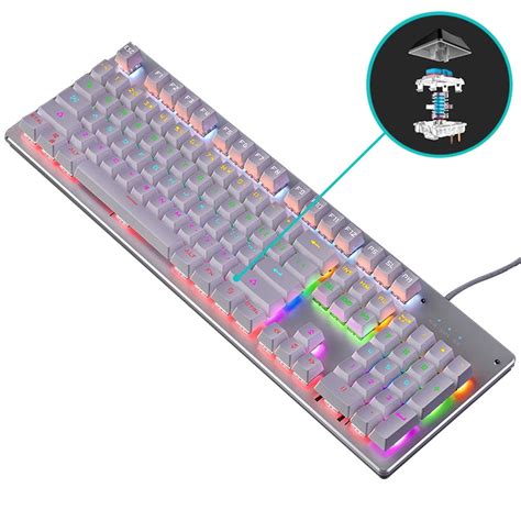 Ergonomic Mechanical Gaming Keyboard with 104 Keys,Wired RGB LED Backlit Mechanical Gaming ...