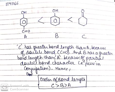 Compare bond length in the given compounds across (carbon-oxygen):