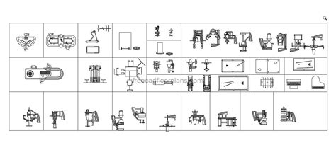 Gym Equipment And Table Games - Free CAD Drawings