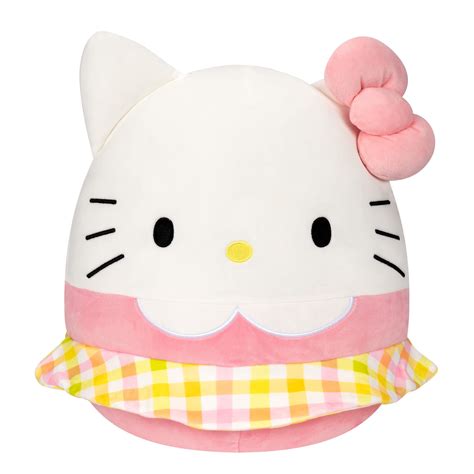 Squishmallows Sanrio 14-Inch Hello Kitty Wearing Gingham Skirt Plush ...