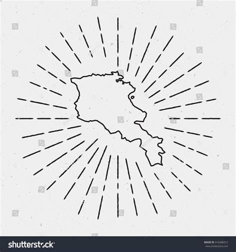 Vector Armenia Map Outline Retro Sunburst Stock Vector (Royalty Free ...