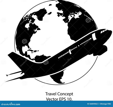 Avion Pour Le Voyage Autour De L'icône D'illustration De Vecteur Du Monde Illustration de ...