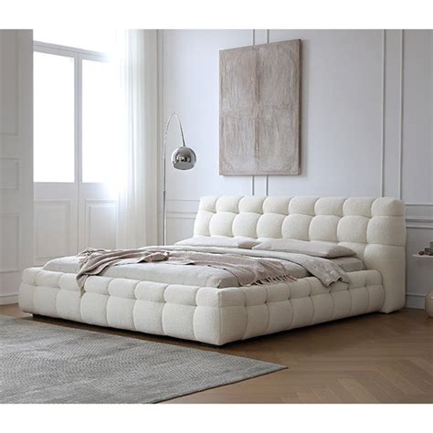 Addie white boucle minimalist modern bed frame queen size queen white – Artofit