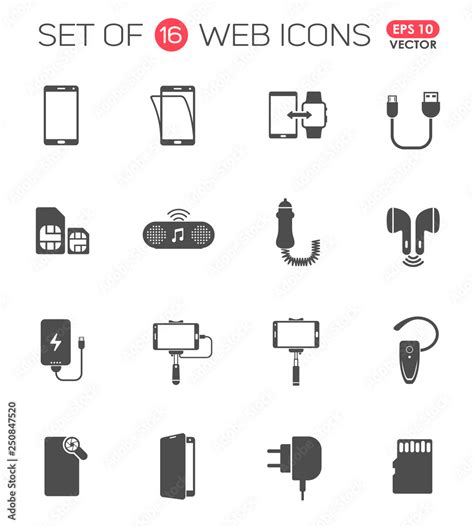 smartphone accessories icon set. smartphone accessories vector icons for web, mobile and user ...