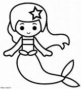 Simple Mermaid coloring Page sketch template