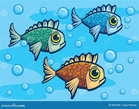 Three Fish stock vector. Illustration of water, cartoon - 2032183