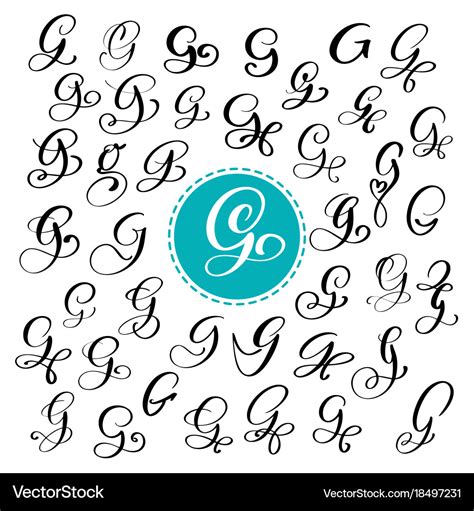 Set of hand drawn calligraphy letter g Royalty Free Vector