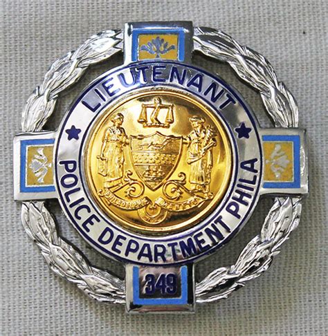 1960's - 1970's Philadelphia Police Lieutenant Badge in Sterling Silver. Excellent Condition ...