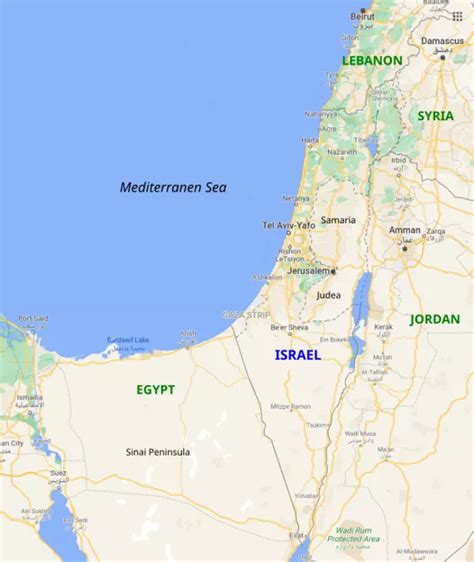 Map of Israel and Middle East Neighbor countries