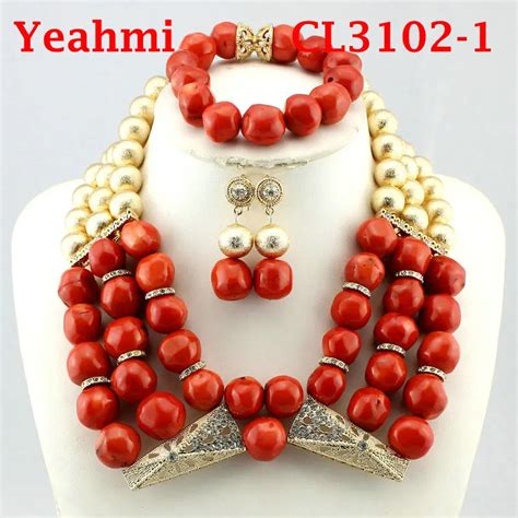 Dubai Indian Bridal African Coral Jewelry Sets Splendid Coral and Gold ...