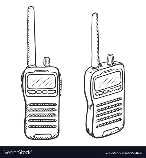 Sketch walkie-talkie emergency communication Vector Image