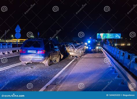 Traffic accident. stock image. Image of collision, night - 169425323