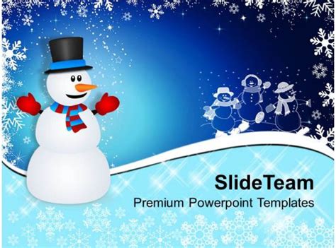 Christmas Stocking Winter Snowman On Background Powerpoint Templates ...