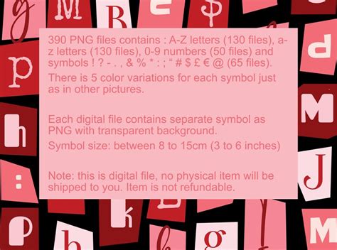 Digital Magazine Letters PNG Transparent, Alphabet Symbols Clip Art Pink Red Sublimation PNG ...