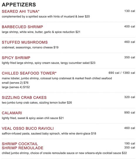 Ruth's Chris Steak House Annapolis, MD Menu (Updated: December 2022)