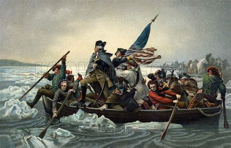 George Washington crossing the Delaware during the American … stock ...