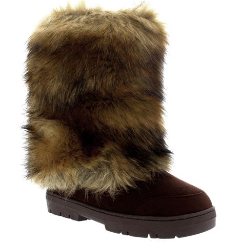 Womens Tall Eskimo Snow Waterproof Rain Winter Rabbit Fur Covered Boots US 5-12 | eBay