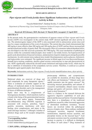 Piper nigrum and Ferula foetida shows Significant Antisecretory and Anti Ulcer Activity in Rats ...