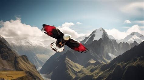 Premium AI Image | A bird flying over a mountain range