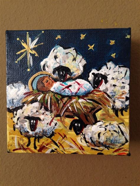 Baby Jesus, Painting, 4 X 4" | Christmas canvas, Christmas paintings, Christmas art