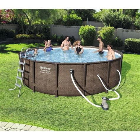 Bestway Power Steel 16-ft x 16-ft x 48-in Round Above-Ground Pool in the Above-Ground Pools ...