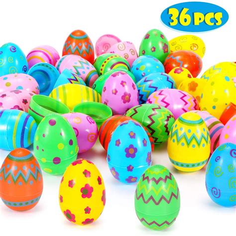 TOYIFY 36 Pcs Plastic Easter Eggs-3'' Printed Bright Easter Eggs for Easter Hunt Party Favor ...