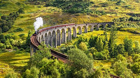 Jacobite steam train on the Glenfinnan Viaduct Inverness-shire Scotland ...