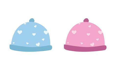Vector set of blue and pink baby hat for boy and girl clipart. Simple cute baby winter hats flat ...