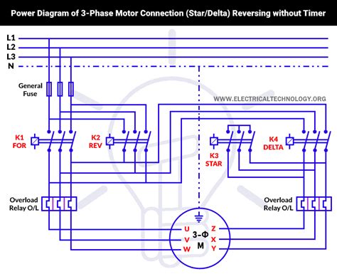 Star - Delta Starter Reverse - Forward Control Without Timer