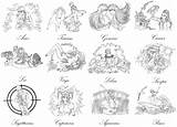 Signos Colorare Zodiacali Segni Ausmalen Ausmalbilder Tierkreiszeichen  sketch template