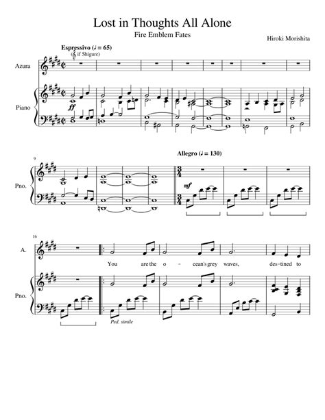 Lost in Thoughts All Alone Sheet music for Piano, Percussion | Download free in PDF or MIDI ...