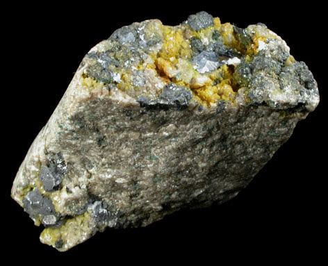 Photographs of mineral No. 50908: Greenockite on Dolomite with Galena (portion of drill core ...