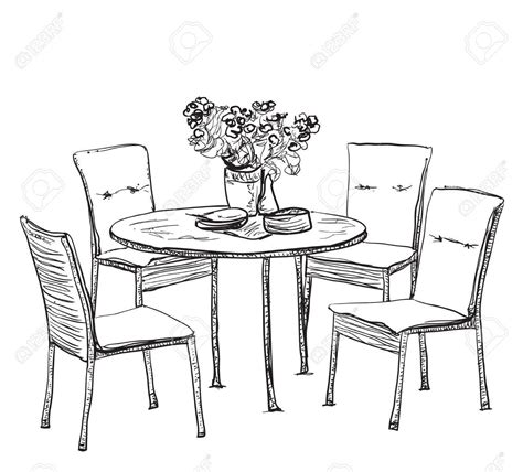 Table And Chairs Drawing at GetDrawings | Free download