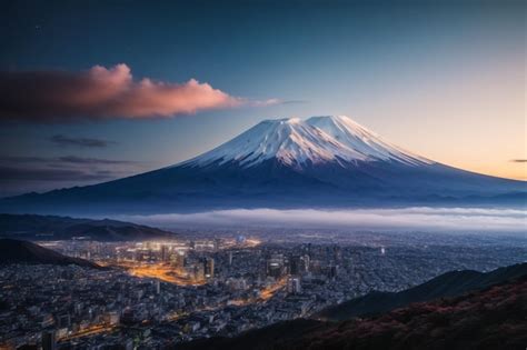 Premium AI Image | Fuji mountain and cherry blossoms in spring Japan