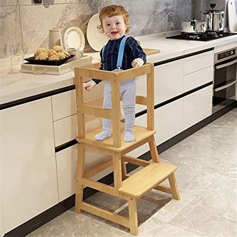 Popin Lover Kitchen Step Stool for Kids and Toddlers with Safety Rail ...