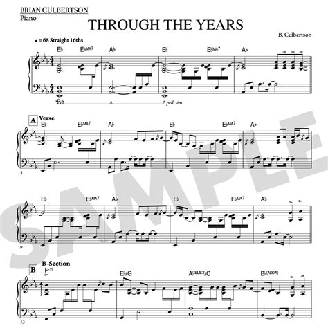 "Through The Years" Piano Sheet Music — brian culbertson