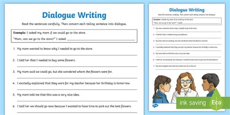 Dialogue Writing Worksheet (teacher made) - Twinkl