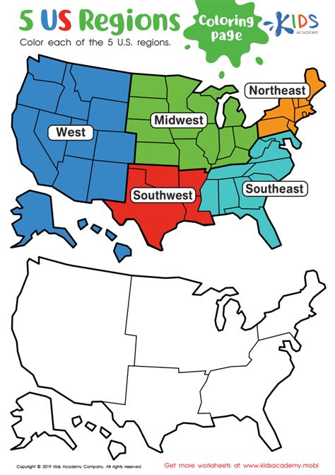 Printable 5 Regions Of The United States Worksheets