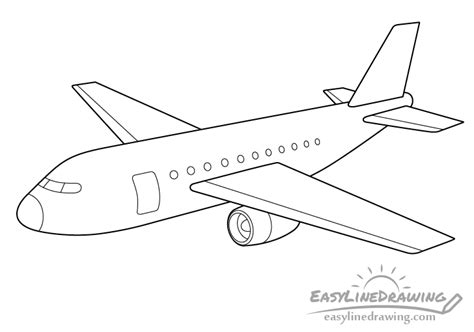 How to Draw an Airplane Step by Step - EasyLineDrawing