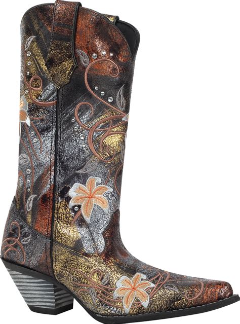 Crush by Durango Womens Black Metallic Leather Floral Sparkle Cowboy ...