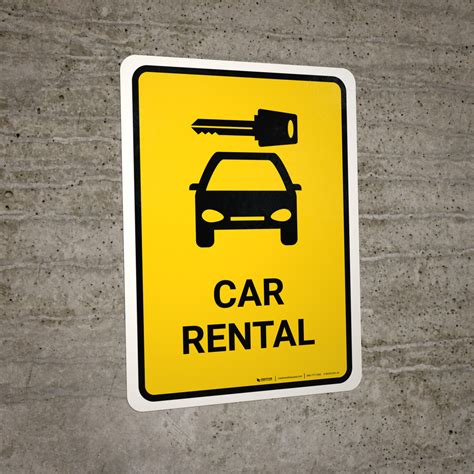 Car Rental Yellow Portrait - Wall Sign