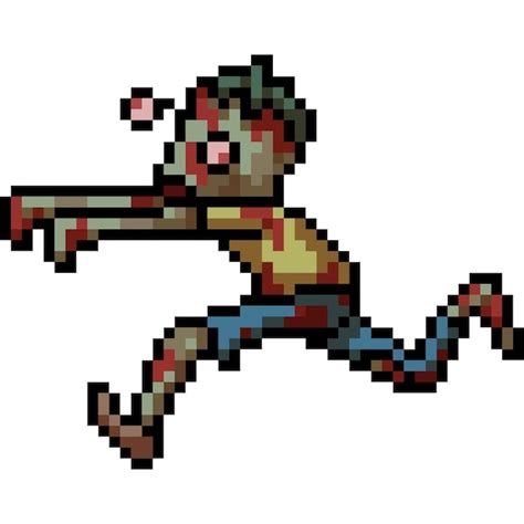 Premium Vector | Pixel art of zombie run fast