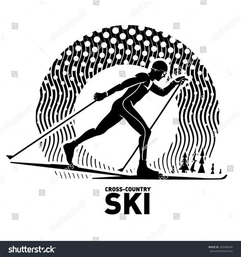 Crosscountry Skiing Vector Illustration Engraving Style Stock Vector (Royalty Free) 243400636 ...