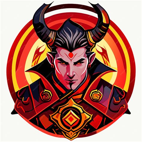 Premium Vector | Male tiefling sorcerer insignia vector illustration