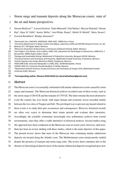 (PDF) Storm surge and tsunami deposits along the Moroccan coasts: state of the art and future ...