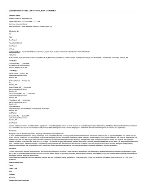 (PDF) 706: ETIZOLAM WITHDRAWAL