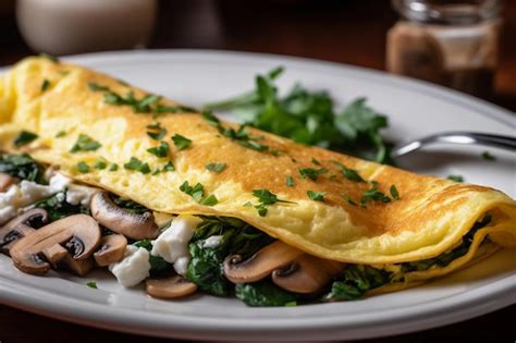 Premium AI Image | Spinach and Cheese Omelet