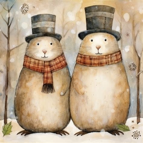 Autumn Christmas Groundhog Art Free Stock Photo - Public Domain Pictures