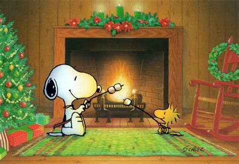 Snoopy and Woodstock roasting marshmallows by the fire. | Snoopy christmas, Snoopy, Charlie ...