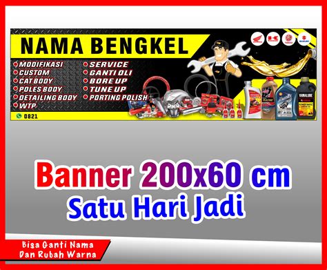 SPANDUK BANNER BACKDROP BENGKEL MOTOR /CETAK SPANDUK BENGKEL MOTOR MURAH UKURAN 200X60 cm ...